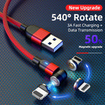 2 m 3 A Ausgang USB zu 8-Pin 540 Grad rotierendes magnetisches Daten-Synchronisations-Ladekabel, 2 m 8-Pin