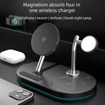 S20 4-in-1 15W Multifunktionaler Magnetischer Wireless Charger mit Nachtlicht & Halterung für Mobiltelefone / AirPods, S20 Schwarz, S20 Weiß