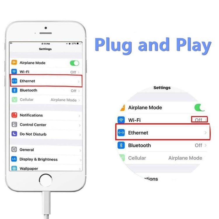 NK107A1 8-Pin-zu-RJ45 Ethernet LAN Netzwerkadapterkabel für iPhone / iPad Serie, Gesamtlänge: 16cm