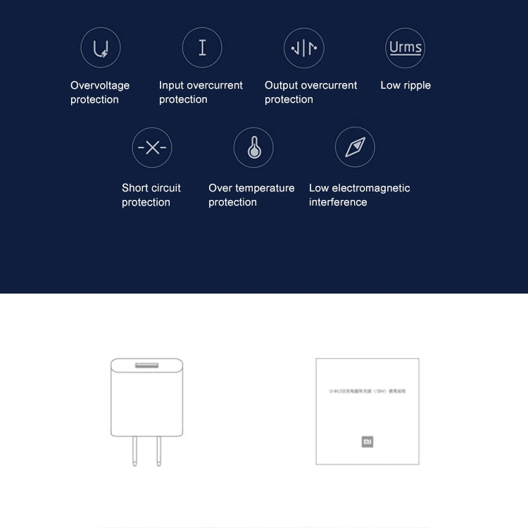 Original Xiaomi 18W Wandladegerät, Einzelanschluss USB Quick Charger, US-Stecker, 18W