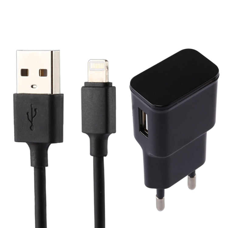 Für iPhone 5V 2.1A intelligente USB-Ladegerät-Identifikation mit 1m USB-auf-8-Pin-Ladekabel, EU-Stecker