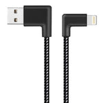 1m 2A USB to 8 Pin Nylon Weave Style Double Elbow Data Sync Charging Cable, 1m 8 Pin 2A