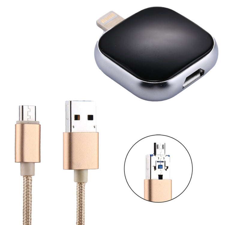 RQW-18S 8-Pin 16GB Multifunktionaler Flash-Speicher mit USB / Micro USB zu Micro USB Kabel, RQW-18S Schwarz, RQW-18S Gold