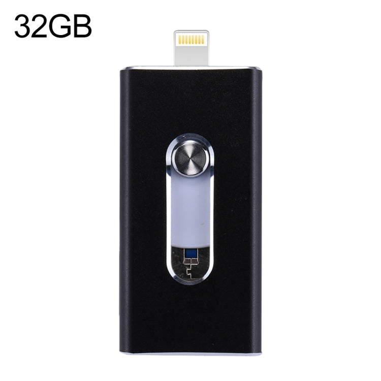 RQW-02 3 in 1 USB 2.0 & 8 Pin & Micro USB 32GB Flash-Laufwerk, RQW-02 Schwarz