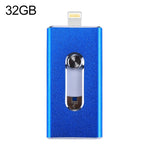 RQW-02 3 in 1 USB 2.0 & 8-Pin & Micro USB 32GB Flash-Laufwerk, RQW-02 Blau