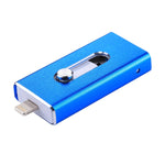 RQW-02 3 in 1 USB 2.0 & 8-Pin & Micro USB 32GB Flash-Laufwerk, RQW-02 Blau