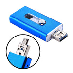 RQW-02 3 in 1 USB 2.0 & 8-Pin & Micro USB 32GB Flash-Laufwerk, RQW-02 Blau