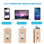RQW-02 3 in 1 USB 2.0 & 8-Pin & Micro USB 32GB Flash-Laufwerk, RQW-02 Blau