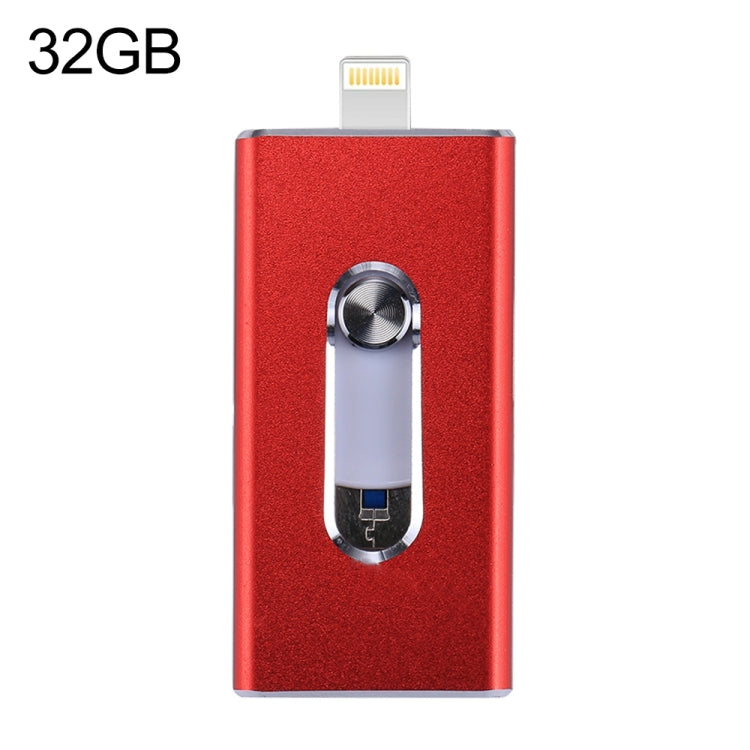RQW-02 3 in 1 USB 2.0 & 8 Pin & Micro USB 32GB Flash-Laufwerk, RQW-02 Rot