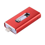 RQW-02 3 in 1 USB 2.0 & 8 Pin & Micro USB 32GB Flash-Laufwerk, RQW-02 Rot