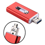 RQW-02 3 in 1 USB 2.0 & 8 Pin & Micro USB 64GB Flash-Laufwerk, RQW-02 Rot
