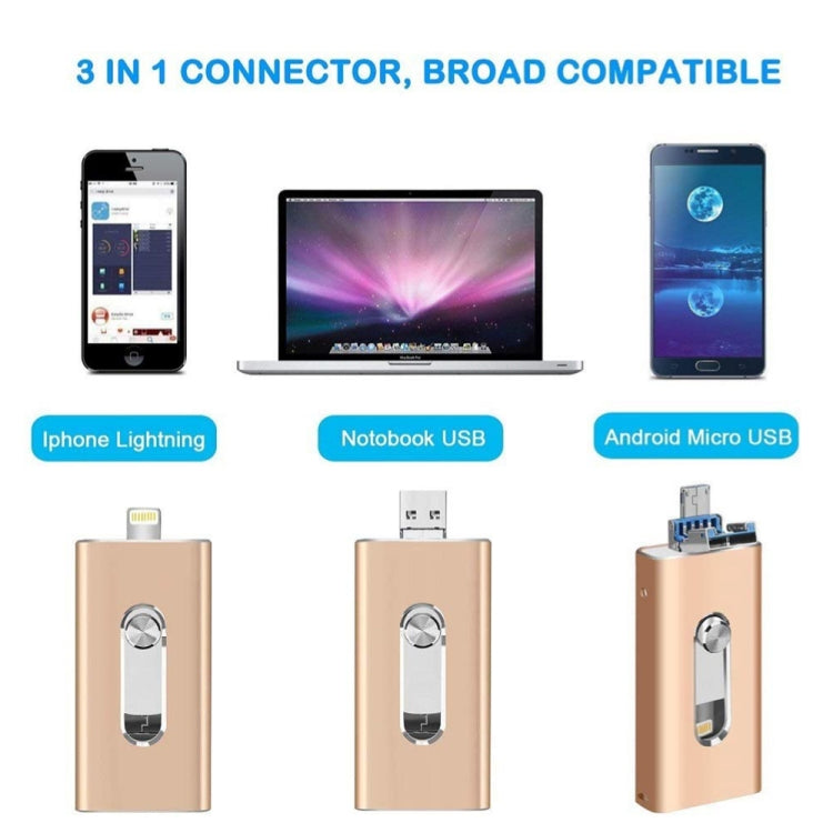 RQW-02 3 in 1 USB 2.0 & 8 Pin & Micro USB 64GB Flash-Laufwerk, RQW-02 Rot