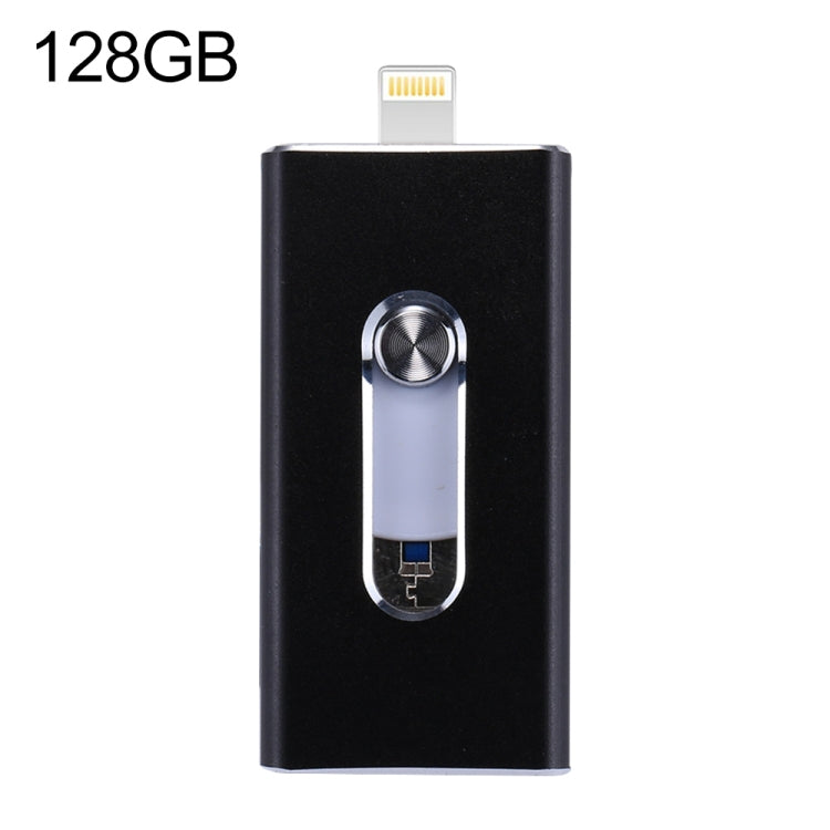 RQW-02 3 in 1 USB 2.0 & 8 Pin & Micro USB 128GB Flash-Laufwerk, RQW-02 Schwarz