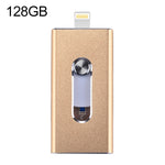 RQW-02 3 in 1 USB 2.0 & 8 Pin & Micro USB 128GB Flash-Laufwerk, RQW-02 Gold