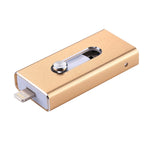 RQW-02 3 in 1 USB 2.0 & 8 Pin & Micro USB 128GB Flash-Laufwerk, RQW-02 Gold