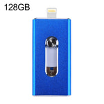 RQW-02 3 in 1 USB 2.0 & 8 Pin & Micro USB 128GB Flash-Laufwerk, RQW-02 Blau