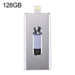 RQW-02 3 in 1 USB 2.0 & 8 Pin & Micro USB 128GB Flash-Laufwerk, RQW-02 Silber