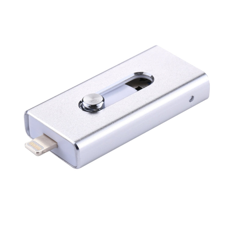 RQW-02 3 in 1 USB 2.0 & 8 Pin & Micro USB 128GB Flash-Laufwerk, RQW-02 Silber
