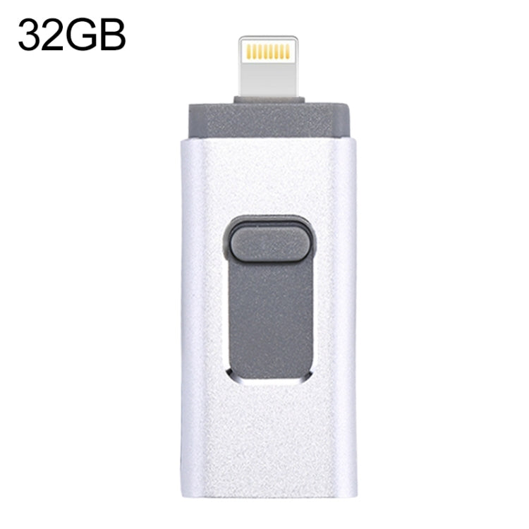 easyflash RQW-01B 3-in-1 USB 2.0 & 8-Pin & Micro-USB 32GB Flash-Laufwerk, RQW-01B Silber