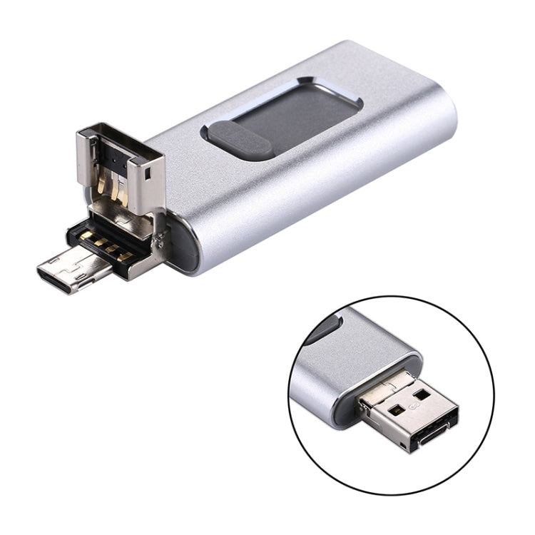 easyflash RQW-01B 3-in-1 USB 2.0 & 8-Pin & Micro-USB 32GB Flash-Laufwerk, RQW-01B Silber