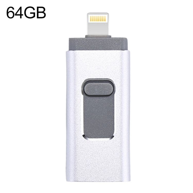 easyflash RQW-01B 3-in-1 USB 2.0 & 8-Pin & Micro-USB 64GB Flash-Laufwerk, RQW-01B Silber