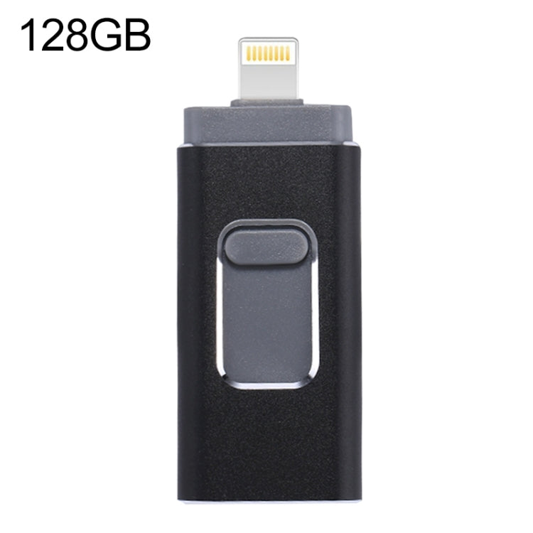 easyflash RQW-01B 3-in-1 USB 2.0 & 8-Pin & Micro-USB 128GB Flash-Laufwerk, RQW-01B Schwarz