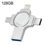 RQW-11S 4-in-1 USB 2.0 & 8-Pin & Micro-USB & USB-C / Typ-C 128GB Flash-Laufwerk, RQW-11S