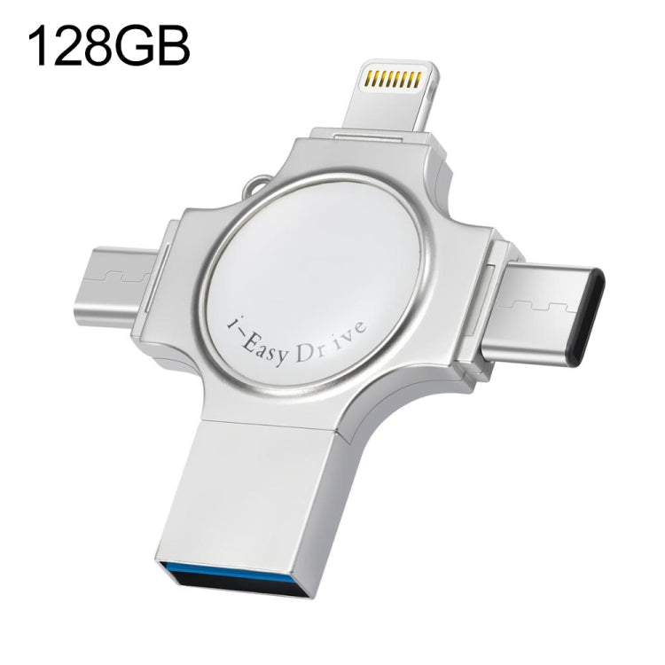 RQW-11S 4-in-1 USB 2.0 & 8-Pin & Micro-USB & USB-C / Typ-C 128GB Flash-Laufwerk, RQW-11S