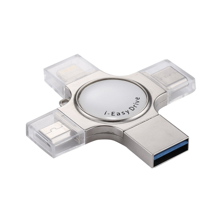 RQW-11S 4-in-1 USB 2.0 & 8-Pin & Micro-USB & USB-C / Typ-C 128GB Flash-Laufwerk, RQW-11S