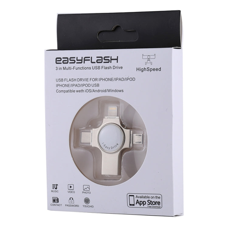 RQW-11S 4-in-1 USB 2.0 & 8-Pin & Micro-USB & USB-C / Typ-C 128GB Flash-Laufwerk, RQW-11S
