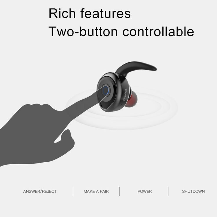 AWEI T1 Sport-Headset IPX4 wasserdichtes kabelloses Bluetooth V4.2 Stereo-Ohrhörer, unterstützt TWS, T1
