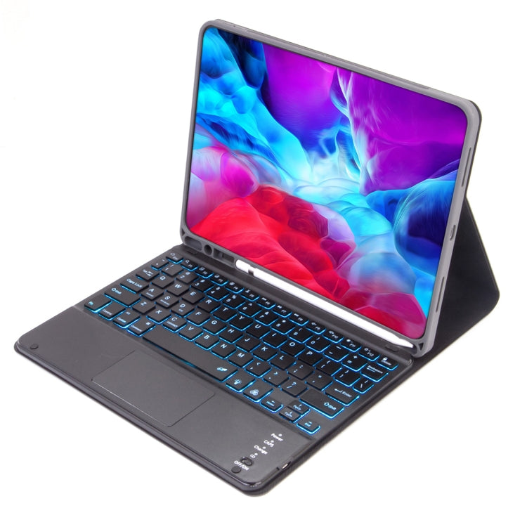 X-11BCS Leder Hülle mit glatter Textur Abnehmbare Bluetooth Tastatur Tablet-Hülle für iPad Pro 11 Zoll 2020 / 2018, mit Touchpad & Stifthalter & Hintergrundbeleuchtung