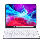 X-11BS Skin Einfarbiges Textur Abnehmbares Bluetooth-Tastatur-Tablet-Case für iPad Pro 11 Zoll 2020 / 2018, mit Stifthalter & Hintergrundbeleuchtung, Weiße Tastatur
