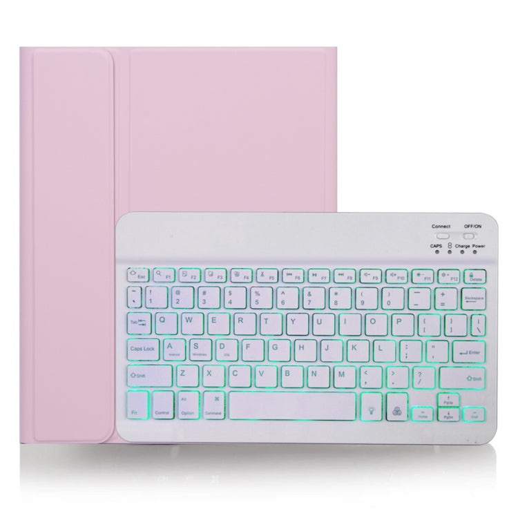 X-11BS Skin Einfarbiges Textur Abnehmbares Bluetooth-Tastatur-Tablet-Case für iPad Pro 11 Zoll 2020 / 2018, mit Stifthalter & Hintergrundbeleuchtung, Weiße Tastatur