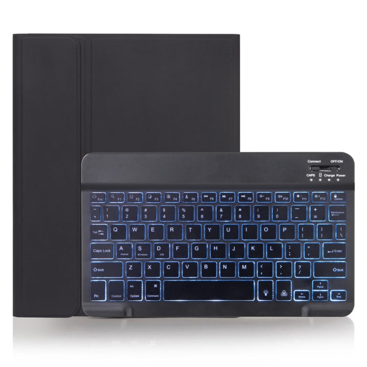 X-11BS Skin Einfarbiges Textur Abnehmbares Bluetooth-Tastatur-Tablet-Case für iPad Pro 11 Zoll 2020 / 2018, mit Stifthalter & Hintergrundbeleuchtung, Schwarze Tastatur