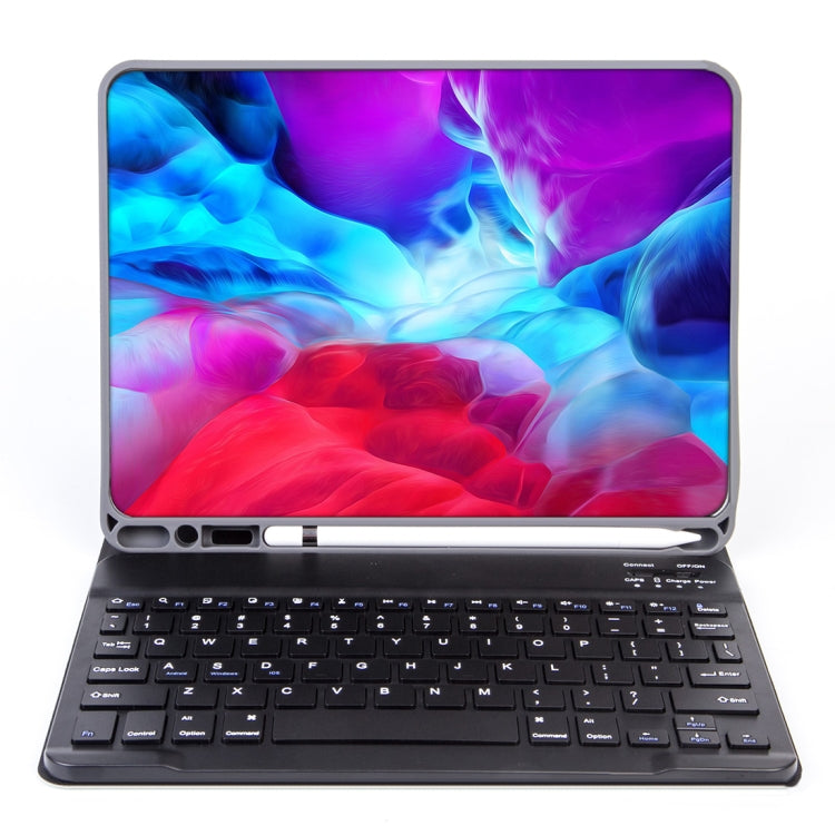 X-11BS Skin Einfarbiges Textur Abnehmbares Bluetooth-Tastatur-Tablet-Case für iPad Pro 11 Zoll 2020 / 2018, mit Stifthalter & Hintergrundbeleuchtung, Schwarze Tastatur