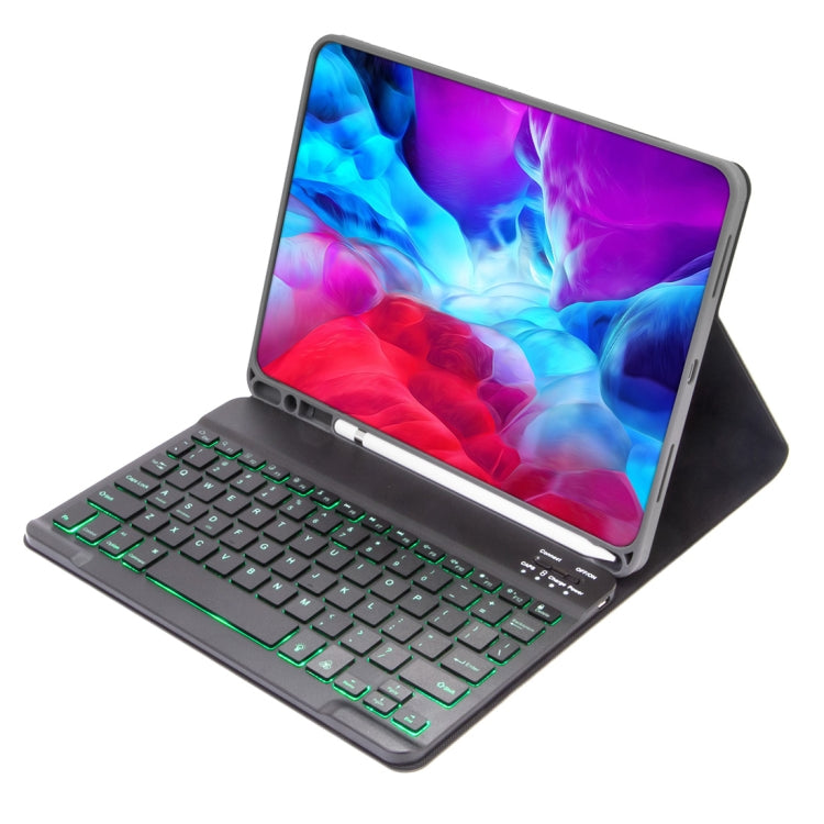 X-11BS Skin Einfarbiges Textur Abnehmbares Bluetooth-Tastatur-Tablet-Case für iPad Pro 11 Zoll 2020 / 2018, mit Stifthalter & Hintergrundbeleuchtung, Schwarze Tastatur