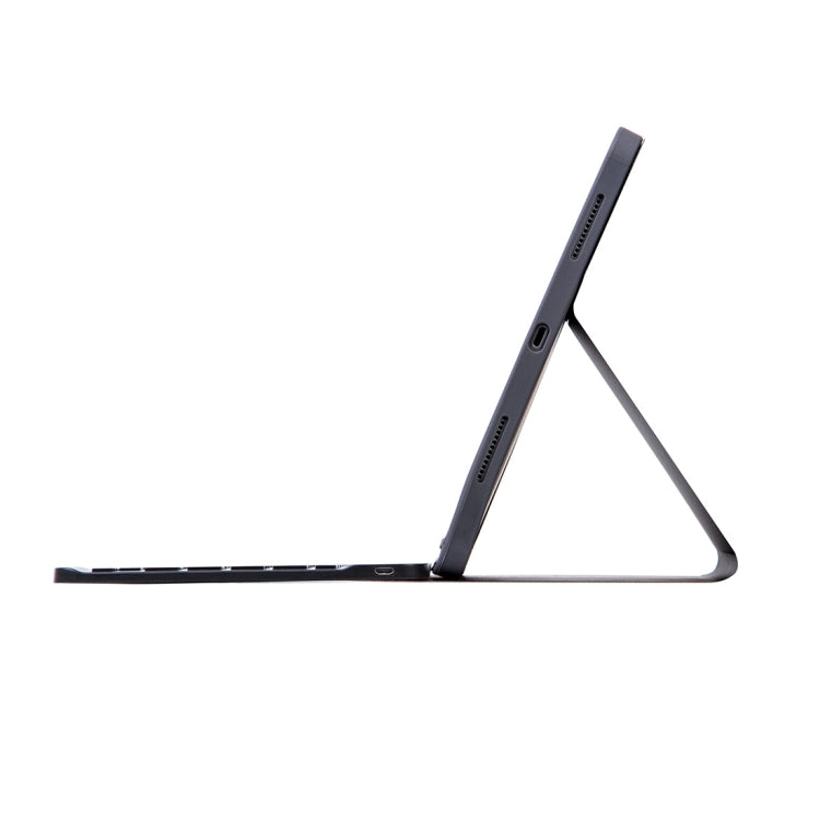 X-11BS Skin Einfarbiges Textur Abnehmbares Bluetooth-Tastatur-Tablet-Case für iPad Pro 11 Zoll 2020 / 2018, mit Stifthalter & Hintergrundbeleuchtung, Schwarze Tastatur