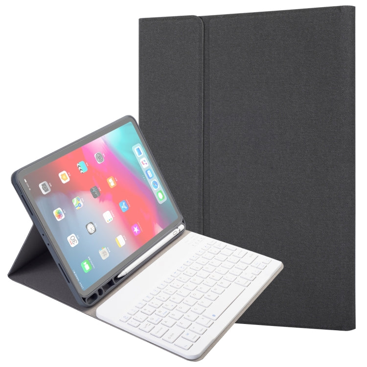 RK11 Für iPad Pro 11 Zoll Seidenstruktur abnehmbare Kunststoff-Bluetooth-Tastatur Leder-Tablet-Hülle mit Stifthalter & Ständerfunktion