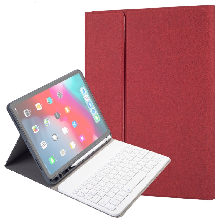 RK11 Für iPad Pro 11 Zoll Seidenstruktur abnehmbare Kunststoff-Bluetooth-Tastatur Leder-Tablet-Hülle mit Stifthalter & Ständerfunktion