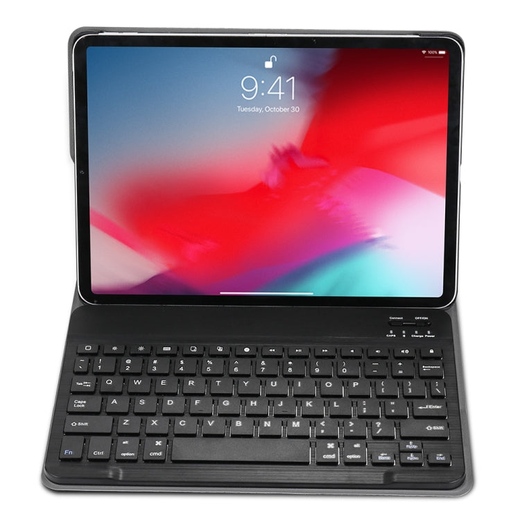 Abnehmbare Bluetooth-Tastatur + Leder-Tablet-Case mit gebürsteter Textur und horizontalem Klappmechanismus mit Halter für iPad Pro 11 Zoll (2018)