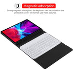 TG11B Abnehmbares Bluetooth Weißes Tastatur + Mikrofaser-Leder Tablet-Hülle für iPad Pro 11 Zoll (2020), mit Stifthalter und Halterung, Weiße Tastatur