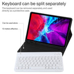 TG11B Abnehmbares Bluetooth Weißes Tastatur + Mikrofaser-Leder Tablet-Hülle für iPad Pro 11 Zoll (2020), mit Stifthalter und Halterung, Weiße Tastatur