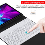 TG11B Abnehmbares Bluetooth Weißes Tastatur + Mikrofaser-Leder Tablet-Hülle für iPad Pro 11 Zoll (2020), mit Stifthalter und Halterung, Weiße Tastatur