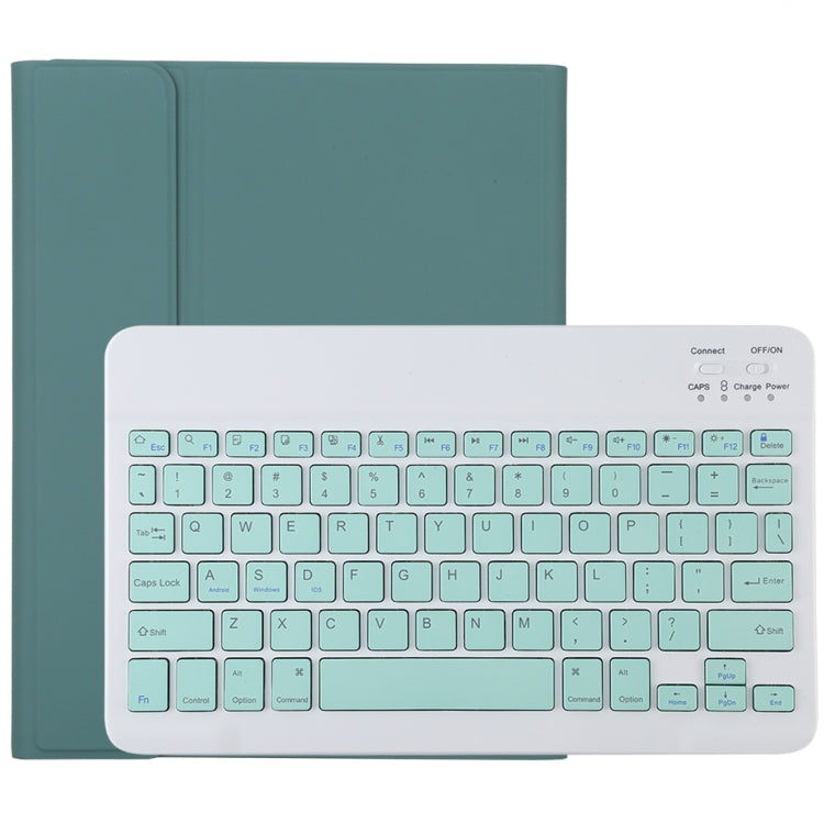 TG11B Abnehmbare Bluetooth grüne Tastatur + Mikrofaser-Leder-Tablet-Hülle für iPad Pro 11 Zoll (2020), mit Stifthalter & Halter, grüne Tastatur