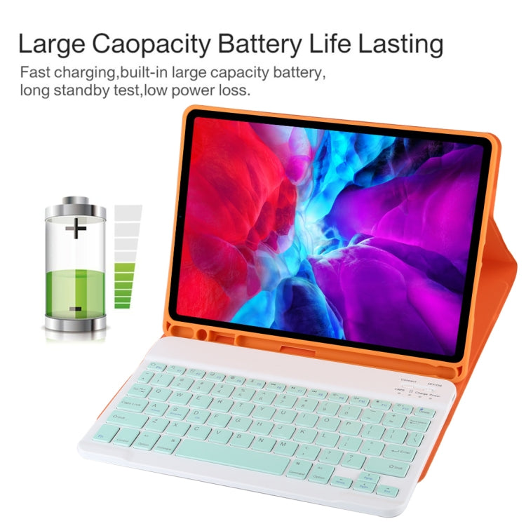 TG11B Abnehmbare Bluetooth grüne Tastatur + Mikrofaser-Leder-Tablet-Hülle für iPad Pro 11 Zoll (2020), mit Stifthalter & Halter, grüne Tastatur