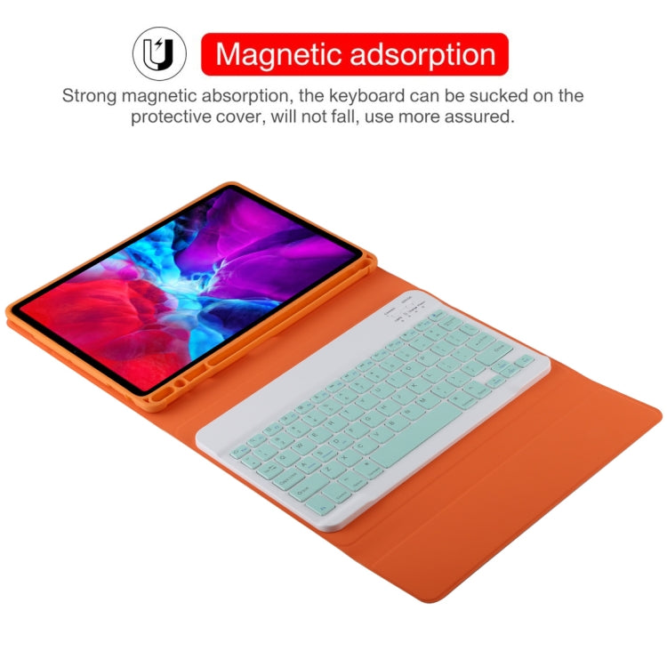 TG11B Abnehmbare Bluetooth grüne Tastatur + Mikrofaser-Leder-Tablet-Hülle für iPad Pro 11 Zoll (2020), mit Stifthalter & Halter, grüne Tastatur