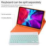 TG11B Abnehmbare Bluetooth grüne Tastatur + Mikrofaser-Leder-Tablet-Hülle für iPad Pro 11 Zoll (2020), mit Stifthalter & Halter, grüne Tastatur