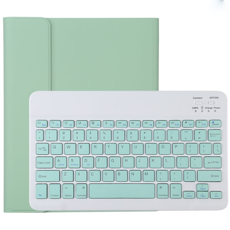 TG11B Abnehmbare Bluetooth grüne Tastatur + Mikrofaser-Leder-Tablet-Hülle für iPad Pro 11 Zoll (2020), mit Stifthalter & Halter, grüne Tastatur
