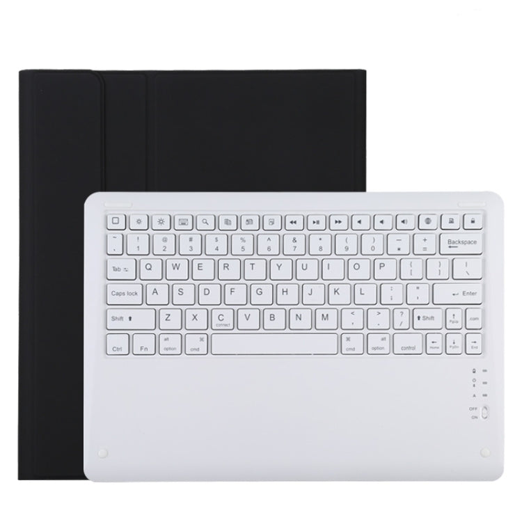 T129 Abnehmbare Bluetooth weiße Tastatur Mikrofaser-Leder-Tablet-Hülle für iPad Pro 12,9 Zoll (2020), mit Halter, weiße Tastatur